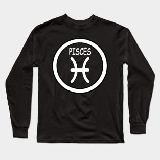 Pisces, white circle, transparent background Long Sleeve T-Shirt